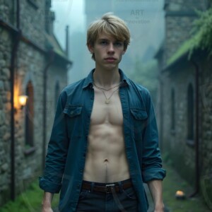 Explore AI-generated House Ravenclaw art handsome shirtless wizards from the raven house of Hogwarts summoning massive protective ravens. Fantasy wizard school digital art.