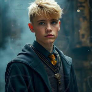 Explore AI-generated House Ravenclaw art handsome shirtless wizards from the raven house of Hogwarts summoning massive protective ravens. Fantasy wizard school digital art.