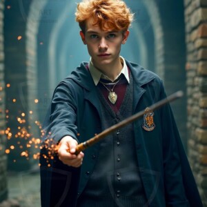 Explore AI-generated House Ravenclaw art handsome shirtless wizards from the raven house of Hogwarts summoning massive protective ravens. Fantasy wizard school digital art.