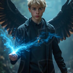 Explore AI-generated House Ravenclaw art handsome shirtless wizards from the raven house of Hogwarts summoning massive protective ravens. Fantasy wizard school digital art.
