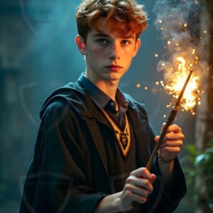 Explore AI-generated House Ravenclaw art handsome shirtless wizards from the raven house of Hogwarts summoning massive protective ravens. Fantasy wizard school digital art.