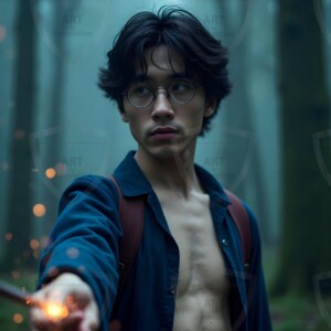 Explore AI-generated House Ravenclaw art handsome shirtless wizards from the raven house of Hogwarts summoning massive protective ravens. Fantasy wizard school digital art.