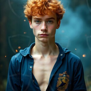Explore AI-generated House Ravenclaw art handsome shirtless wizards from the raven house of Hogwarts summoning massive protective ravens. Fantasy wizard school digital art.