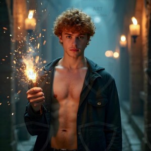 Explore AI-generated House Ravenclaw art handsome shirtless wizards from the raven house of Hogwarts summoning massive protective ravens. Fantasy wizard school digital art.