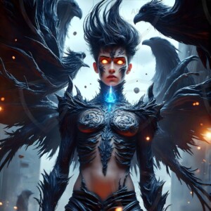 Explore AI-generated House Ravenclaw art — handsome shirtless wizards from the raven house of Hogwarts summoning massive protective ravens. Fantasy wizard school digital art.