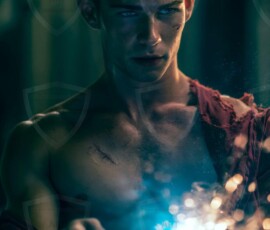 AI-generated wizards of the lion house handsome shirtless mages of the wizard academy conjuring great white lions in cinematic UHD fantasy art.