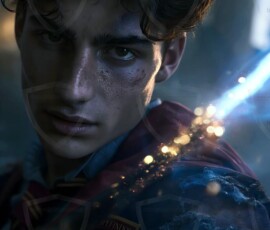 AI-generated wizards of the lion house handsome shirtless mages of the wizard academy conjuring great white lions in cinematic UHD fantasy art.
