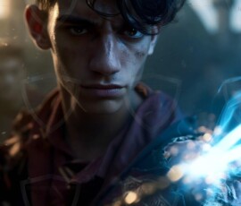 AI-generated wizards of the lion house handsome shirtless mages of the wizard academy conjuring great white lions in cinematic UHD fantasy art.