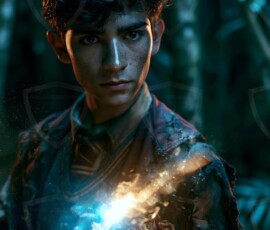AI-generated wizards of the lion house handsome shirtless mages of the wizard academy conjuring great white lions in cinematic UHD fantasy art.