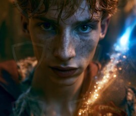 AI-generated wizards of the lion house handsome shirtless mages of the wizard academy conjuring great white lions in cinematic UHD fantasy art.