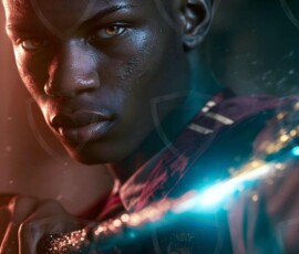 AI-generated wizards of the lion house handsome shirtless mages of the wizard academy conjuring great white lions in cinematic UHD fantasy art.