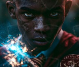 AI-generated wizards of the lion house handsome shirtless mages of the wizard academy conjuring great white lions in cinematic UHD fantasy art.