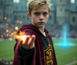 AI-generated wizards of the lion house handsome shirtless mages of the wizard academy conjuring great white lions in cinematic UHD fantasy art.