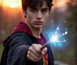 AI-generated wizards of the lion house handsome shirtless mages of the wizard academy conjuring great white lions in cinematic UHD fantasy art.