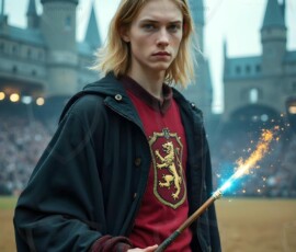 AI-generated wizards of the lion house handsome shirtless mages of the wizard academy conjuring great white lions in cinematic UHD fantasy art.