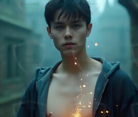 AI-generated wizards of the lion house handsome shirtless mages of the wizard academy conjuring great white lions in cinematic UHD fantasy art.