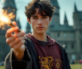 AI-generated wizards of the lion house handsome shirtless mages of the wizard academy conjuring great white lions in cinematic UHD fantasy art.