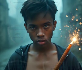 AI-generated wizards of the lion house handsome shirtless mages of the wizard academy conjuring great white lions in cinematic UHD fantasy art.