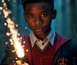 AI-generated wizards of the lion house handsome shirtless mages of the wizard academy conjuring great white lions in cinematic UHD fantasy art.