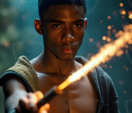 AI-generated wizards of the lion house handsome shirtless mages of the wizard academy conjuring great white lions in cinematic UHD fantasy art.