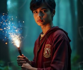 AI-generated wizards of the lion house handsome shirtless mages of the wizard academy conjuring great white lions in cinematic UHD fantasy art.