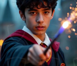 AI-generated wizards of the lion house handsome shirtless mages of the wizard academy conjuring great white lions in cinematic UHD fantasy art.