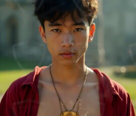AI-generated wizards of the lion house handsome shirtless mages of the wizard academy conjuring great white lions in cinematic UHD fantasy art.