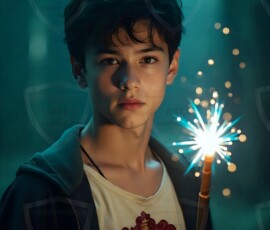 AI-generated wizards of the lion house handsome shirtless mages of the wizard academy conjuring great white lions in cinematic UHD fantasy art.