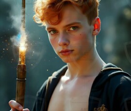 AI-generated wizards of the lion house handsome shirtless mages of the wizard academy conjuring great white lions in cinematic UHD fantasy art.