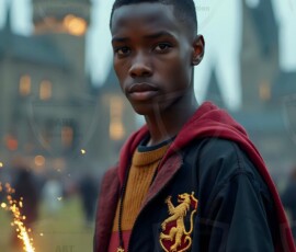 AI-generated wizards of the lion house handsome shirtless mages of the wizard academy conjuring great white lions in cinematic UHD fantasy art.