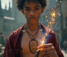 AI-generated wizards of the lion house handsome shirtless mages of the wizard academy conjuring great white lions in cinematic UHD fantasy art.