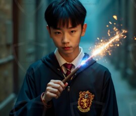 AI-generated wizards of the lion house handsome shirtless mages of the wizard academy conjuring great white lions in cinematic UHD fantasy art.