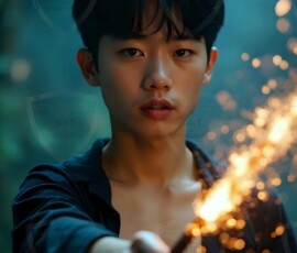 AI-generated wizards of the lion house handsome shirtless mages of the wizard academy conjuring great white lions in cinematic UHD fantasy art.