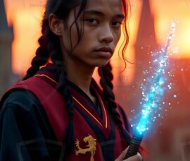 AI-generated wizards of the lion house handsome shirtless mages of the wizard academy conjuring great white lions in cinematic UHD fantasy art.