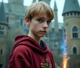 AI-generated wizards of the lion house handsome shirtless mages of the wizard academy conjuring great white lions in cinematic UHD fantasy art.