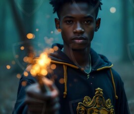 AI-generated wizards of the lion house handsome shirtless mages of the wizard academy conjuring great white lions in cinematic UHD fantasy art.