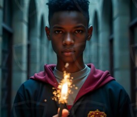 AI-generated wizards of the lion house handsome shirtless mages of the wizard academy conjuring great white lions in cinematic UHD fantasy art.