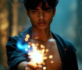 AI-generated wizards of the lion house handsome shirtless mages of the wizard academy conjuring great white lions in cinematic UHD fantasy art.