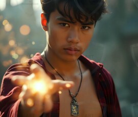 AI-generated wizards of the lion house handsome shirtless mages of the wizard academy conjuring great white lions in cinematic UHD fantasy art.