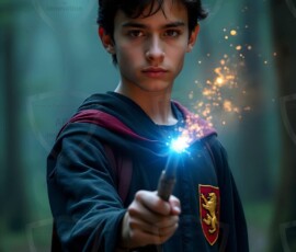 AI-generated wizards of the lion house handsome shirtless mages of the wizard academy conjuring great white lions in cinematic UHD fantasy art.