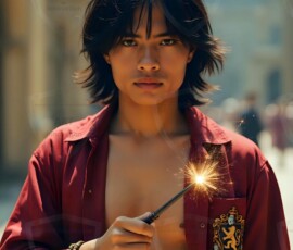 AI-generated wizards of the lion house handsome shirtless mages of the wizard academy conjuring great white lions in cinematic UHD fantasy art.