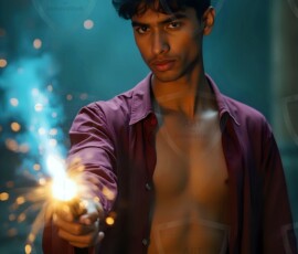 AI-generated wizards of the lion house handsome shirtless mages of the wizard academy conjuring great white lions in cinematic UHD fantasy art.