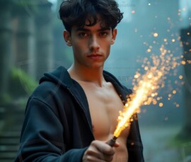AI-generated wizards of the lion house handsome shirtless mages of the wizard academy conjuring great white lions in cinematic UHD fantasy art.