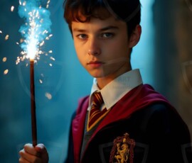 AI-generated wizards of the lion house handsome shirtless mages of the wizard academy conjuring great white lions in cinematic UHD fantasy art.