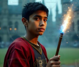 AI-generated wizards of the lion house handsome shirtless mages of the wizard academy conjuring great white lions in cinematic UHD fantasy art.