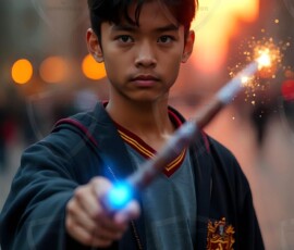 AI-generated wizards of the lion house handsome shirtless mages of the wizard academy conjuring great white lions in cinematic UHD fantasy art.
