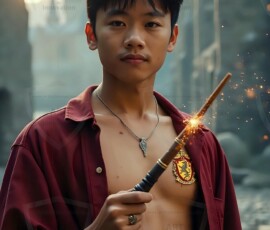 AI-generated wizards of the lion house handsome shirtless mages of the wizard academy conjuring great white lions in cinematic UHD fantasy art.