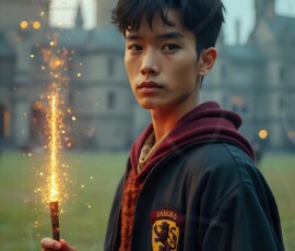 AI-generated wizards of the lion house handsome shirtless mages of the wizard academy conjuring great white lions in cinematic UHD fantasy art.