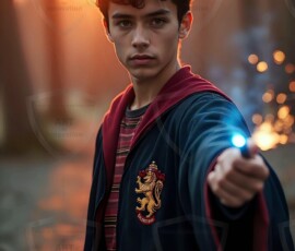 AI-generated wizards of the lion house handsome shirtless mages of the wizard academy conjuring great white lions in cinematic UHD fantasy art.