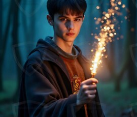AI-generated wizards of the lion house handsome shirtless mages of the wizard academy conjuring great white lions in cinematic UHD fantasy art.